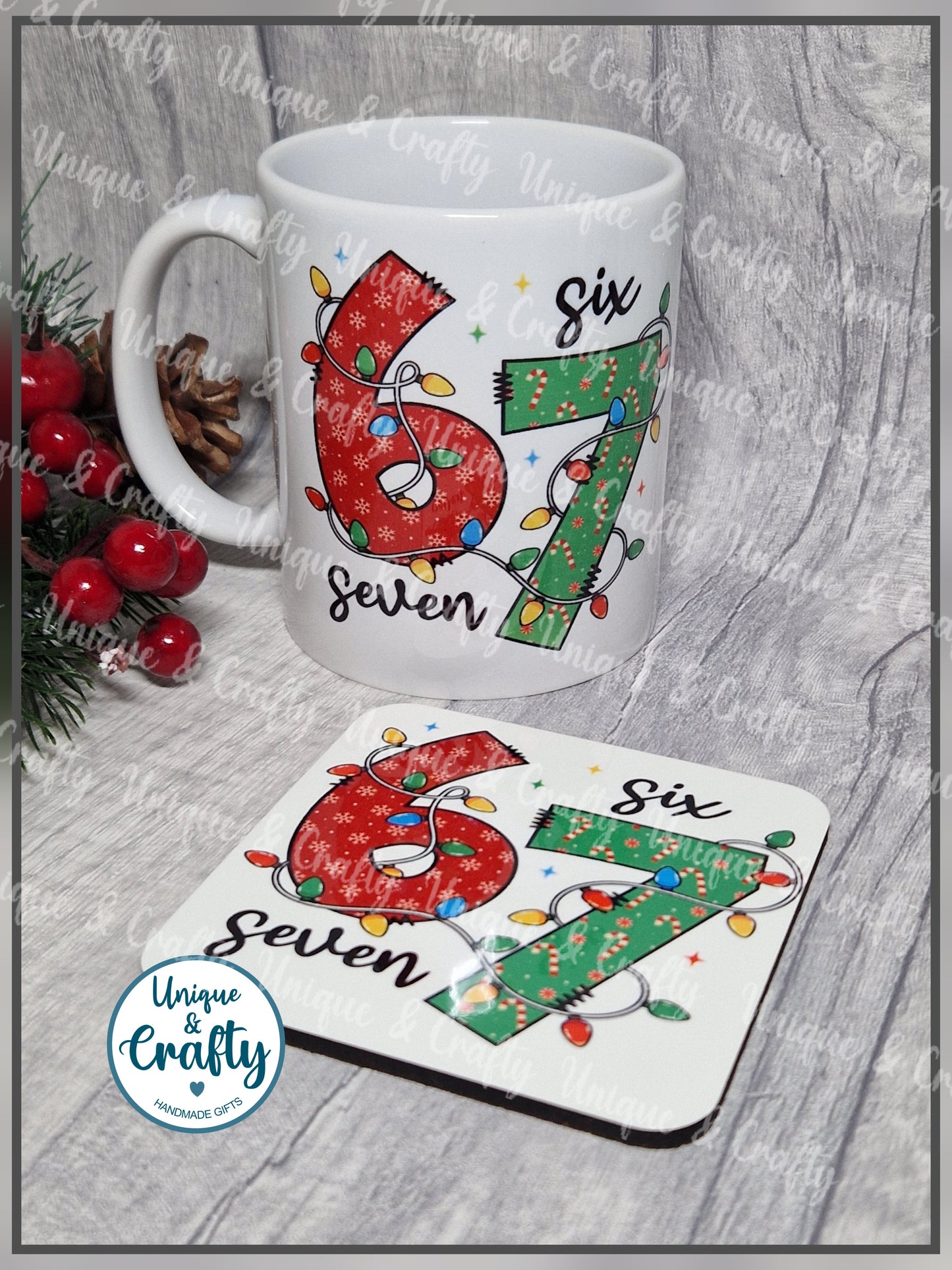 67 trend Kids Phrase Mug and Coaster.. Six Seven