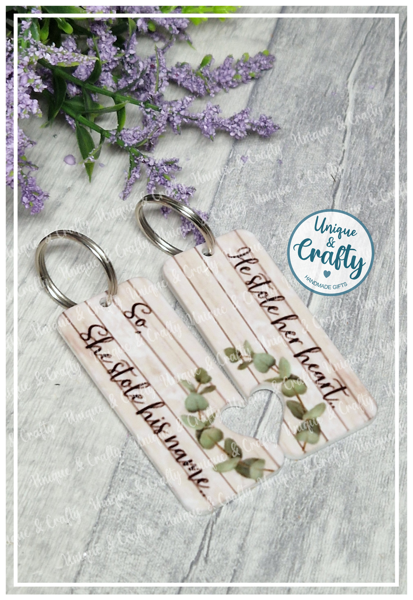 Dual heart keyring. Wedding, couples, his and her, Mr and Mrs..