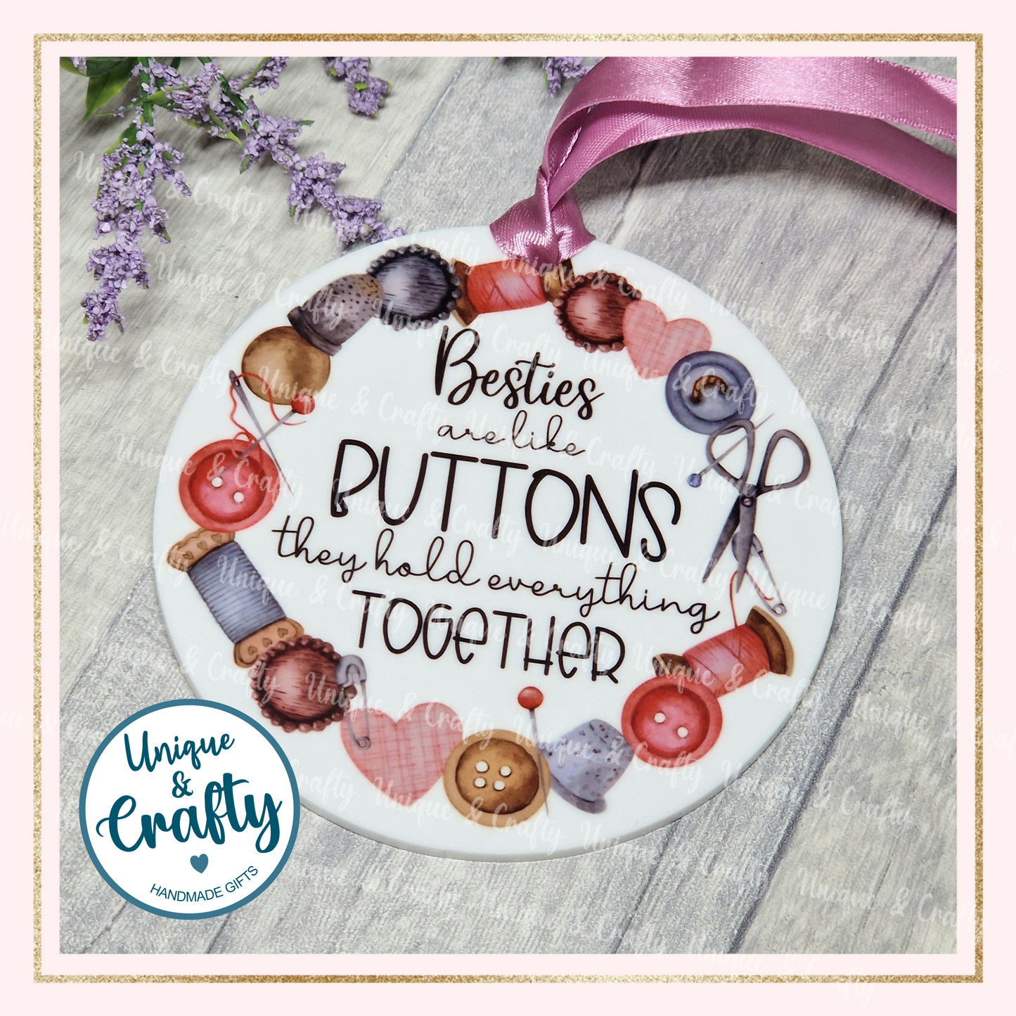 Ceramic bauble Personalised plaque.. like buttons