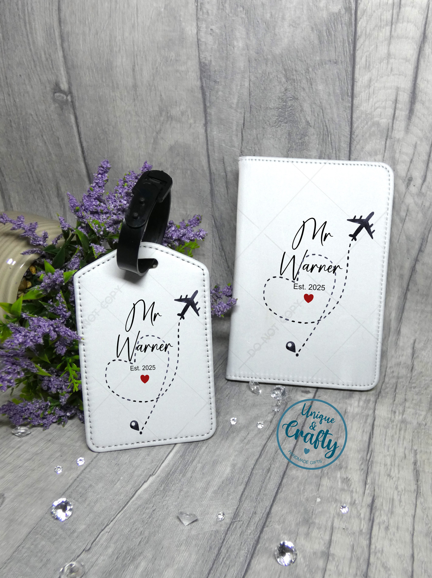 Mr & Mrs Passport Cover with Luggage tag option.