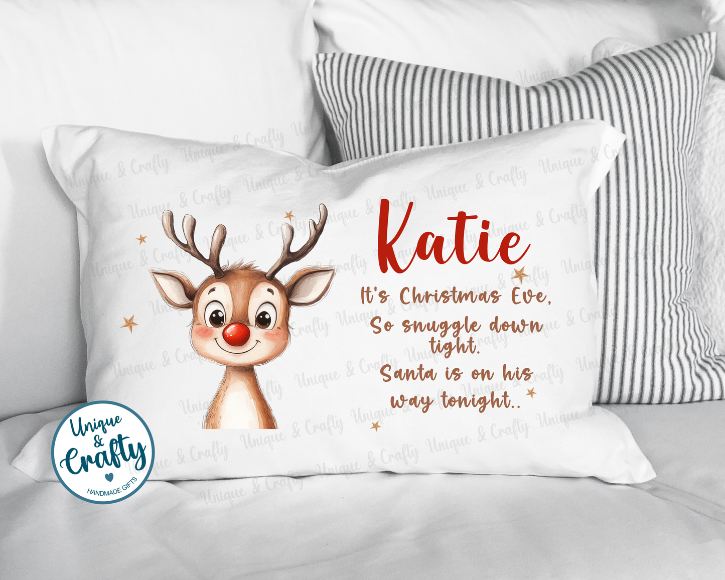 Reindeer Christmas Eve Pillowcase, Pillow, cushion.