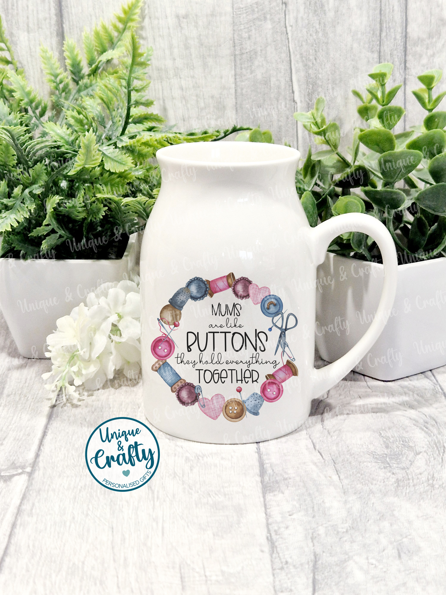 Mothers Day Milk jug Vase.. like buttons