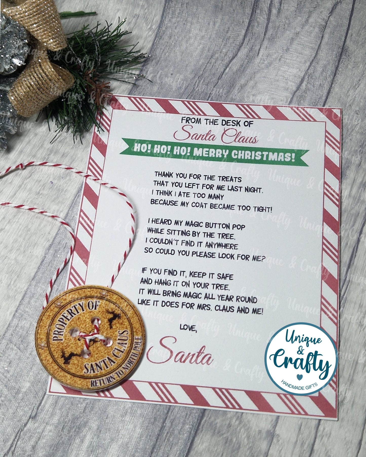 Santa’s Lost Button and Letter. Stocking filler