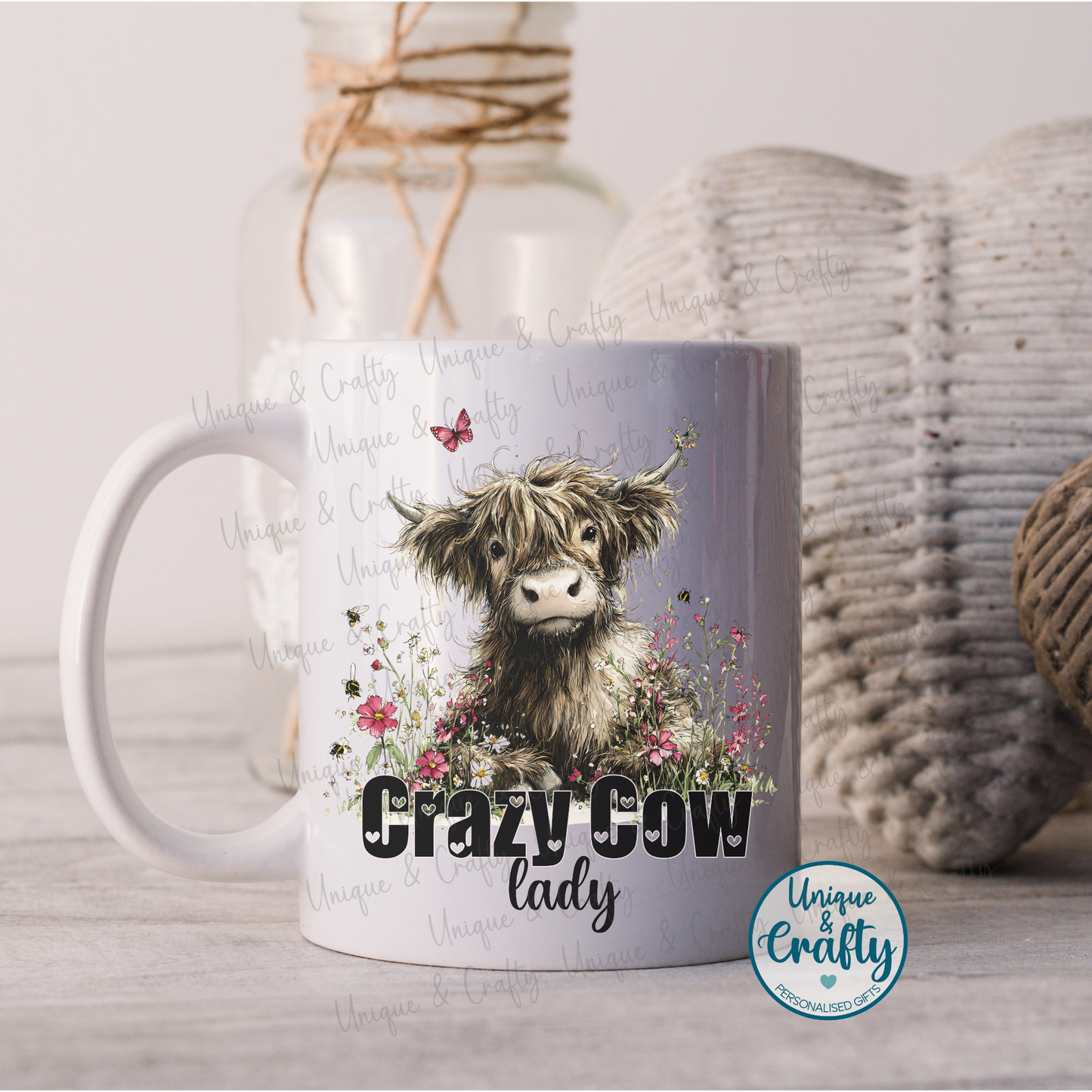 Crazy Cow lady Mug and Coaster..