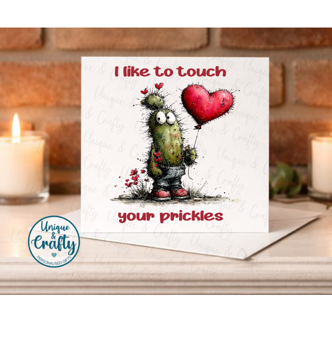 Valentines Cards prickle.. Adult Funny Humour 6x6in cards.