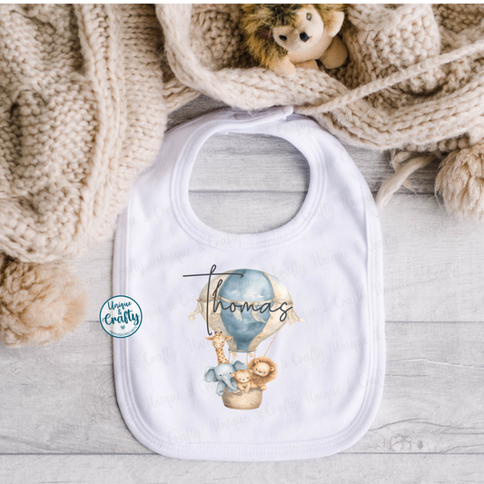 *SEPTEMBER FREEBIE* Personalised Jungle Air Balloon Bib
