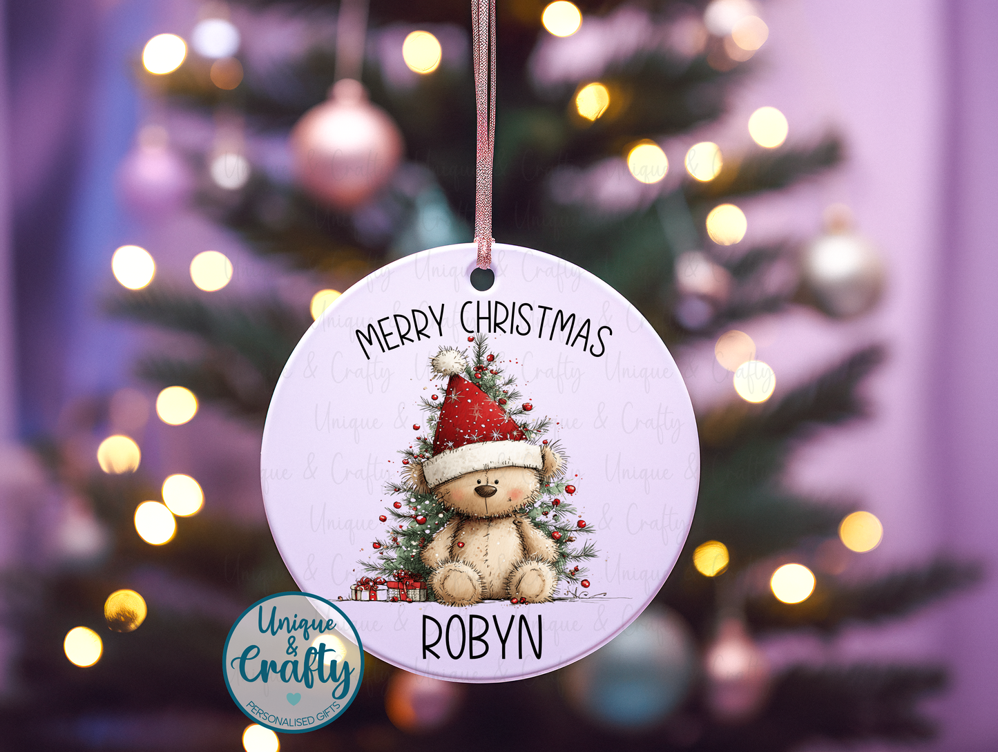 Bear Christmas Bauble Personalised Christmas gift.