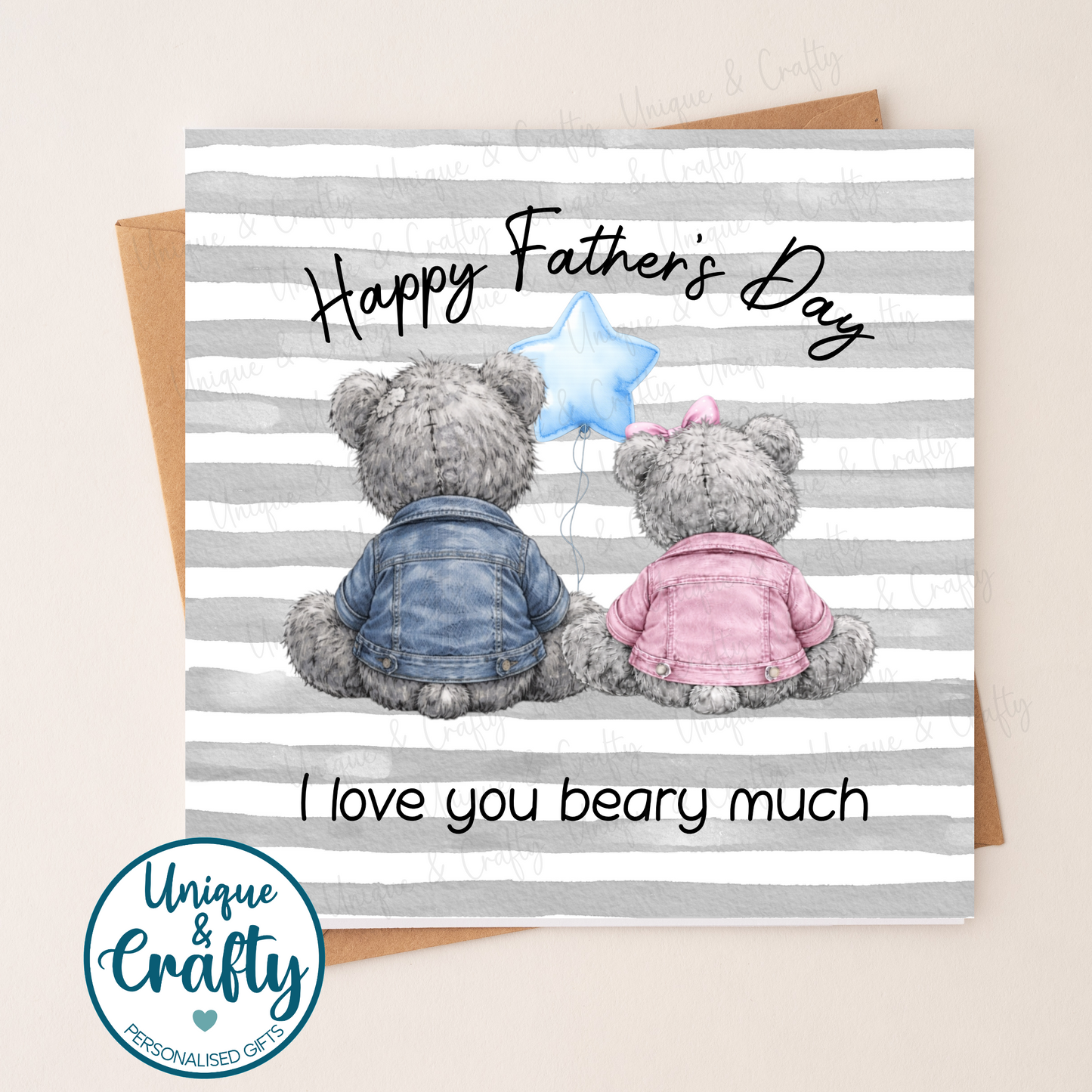 Love you Beary much.. Bear family Father's day Card – 6x6 Inch Square Card.