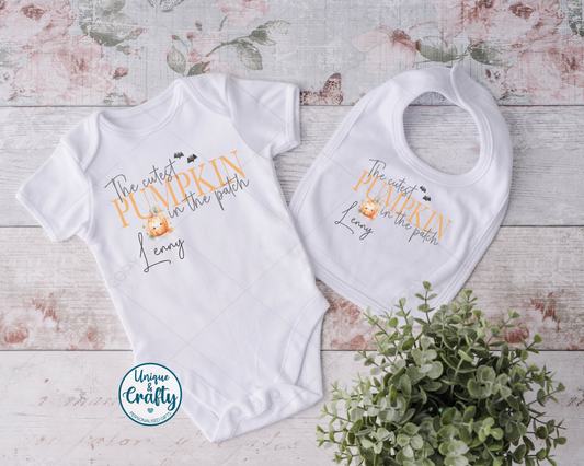 Personalised  Halloween Baby Bib, Vest & Sleepsuit
