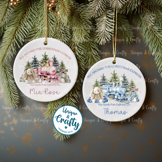 Christmas Express Train Bauble.. Personalised Christmas gift
