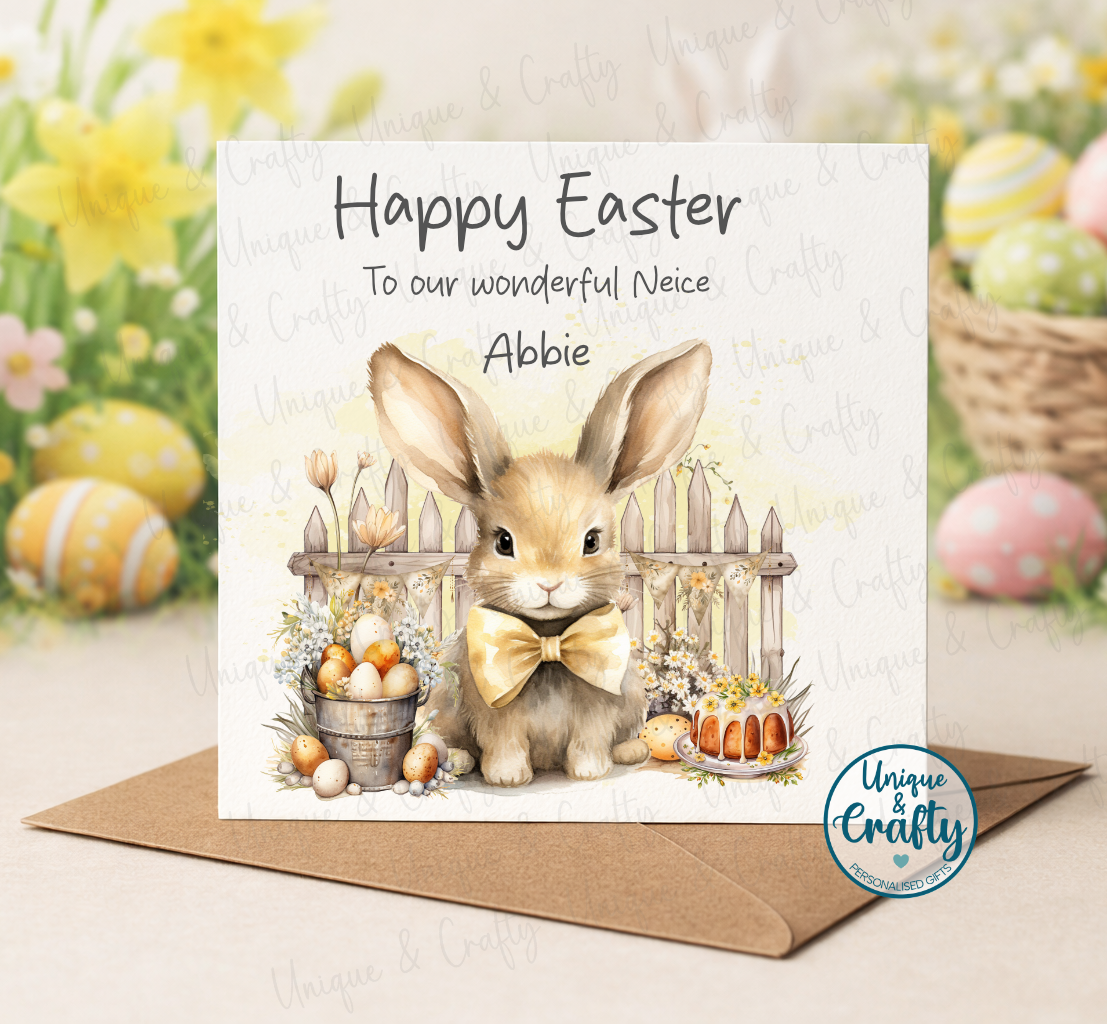 Easter, bunny card, matching gifts 6x6in card