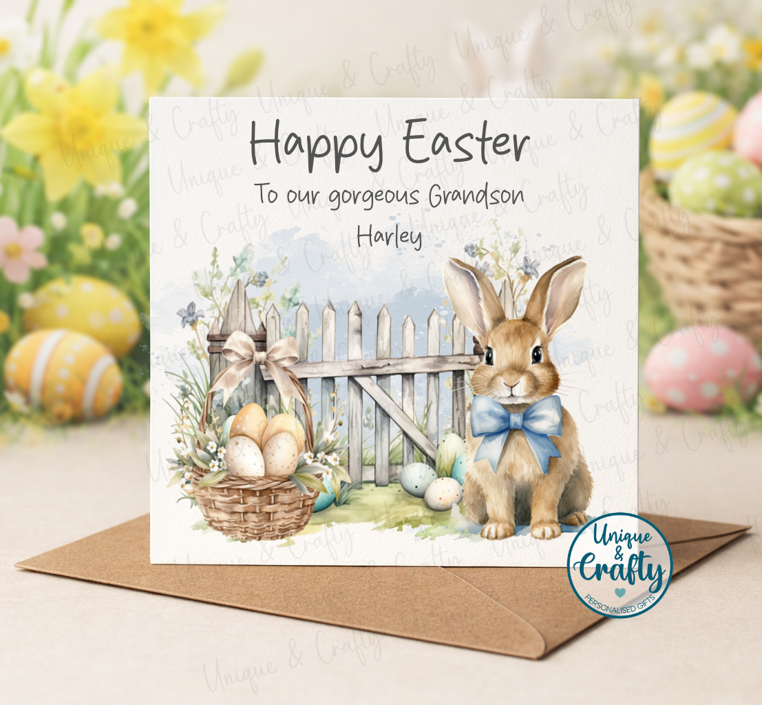 Easter, bunny card, matching gifts 6x6in card