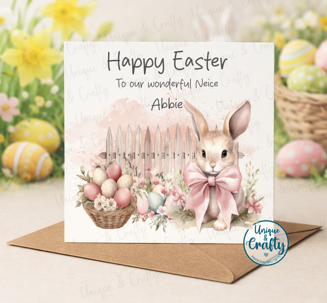 Easter, bunny card, matching gifts 6x6in card
