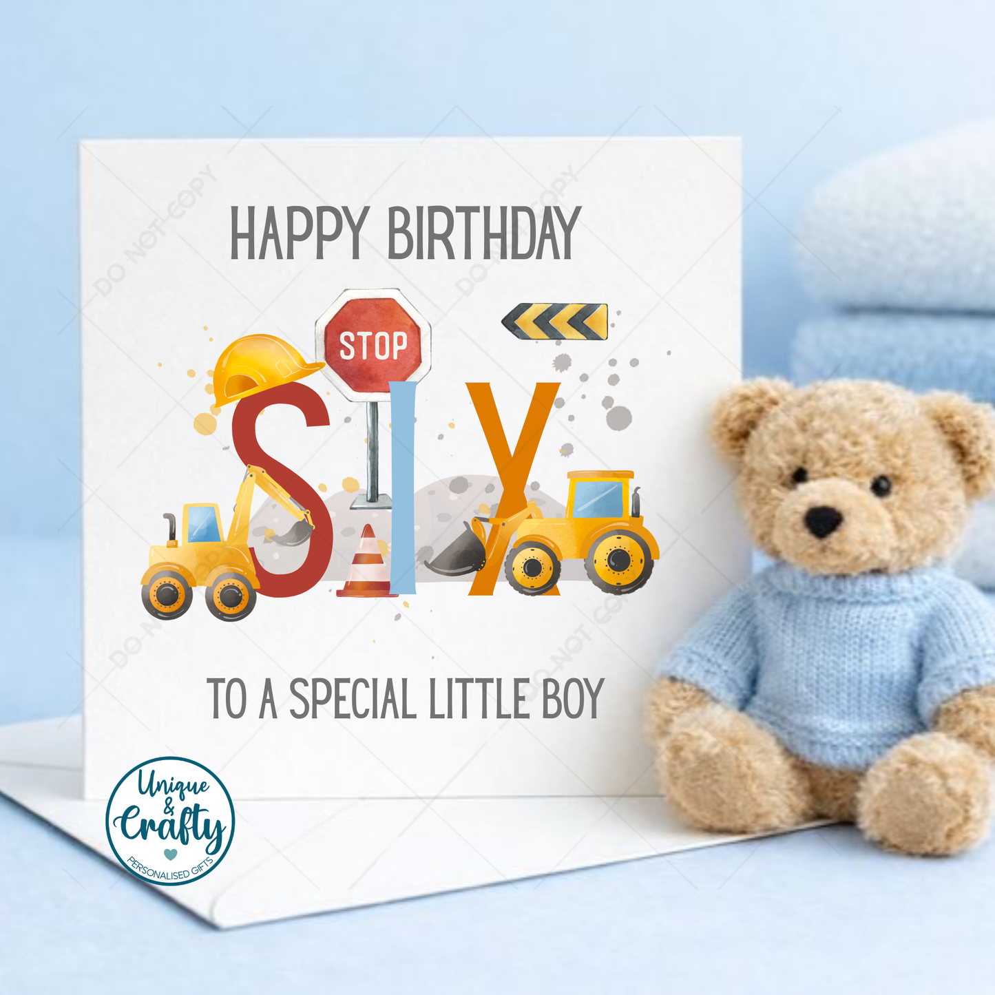 Construction themed Birthday Card. 6x6in