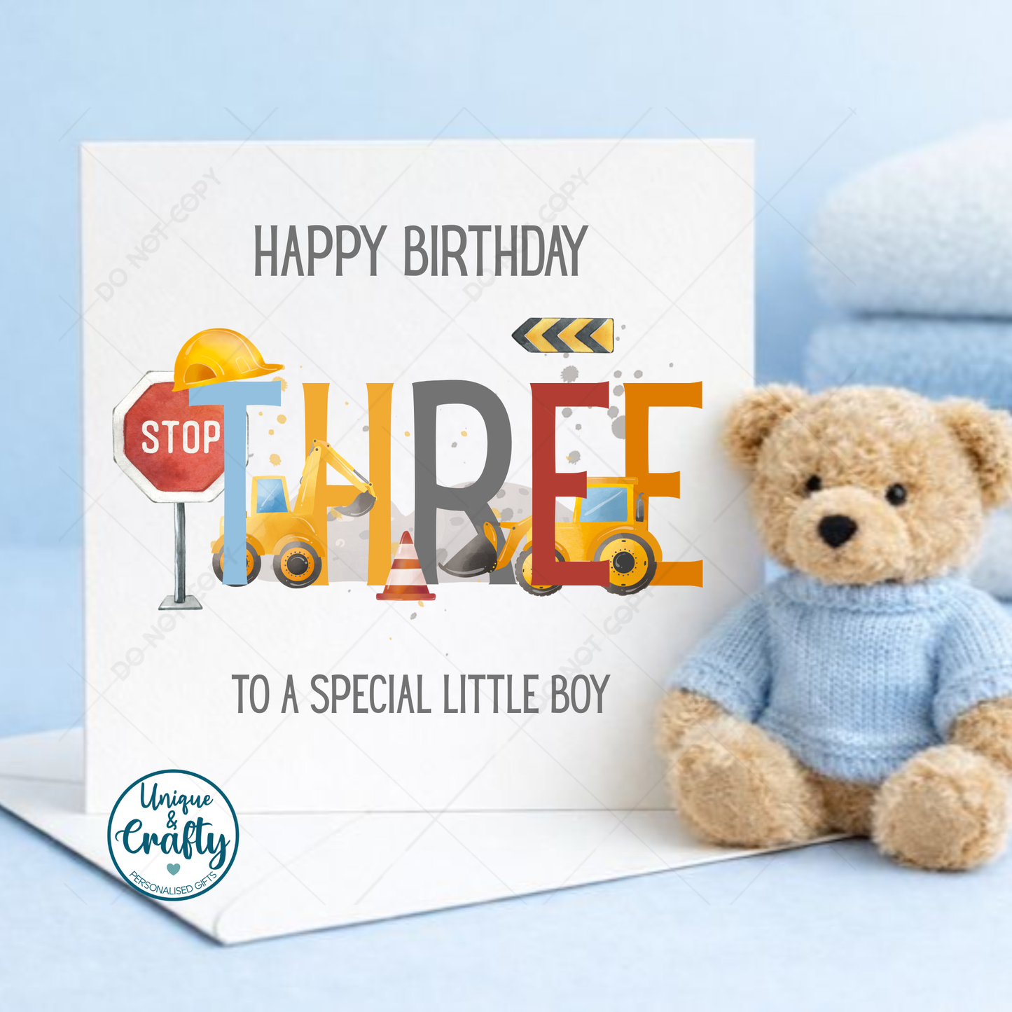 Construction themed Birthday Card. 6x6in
