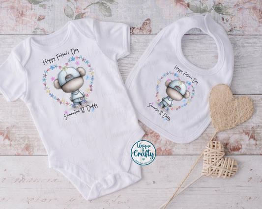 Father's Day Bib, Vest or Sleepsuit.. New Baby. Giftset