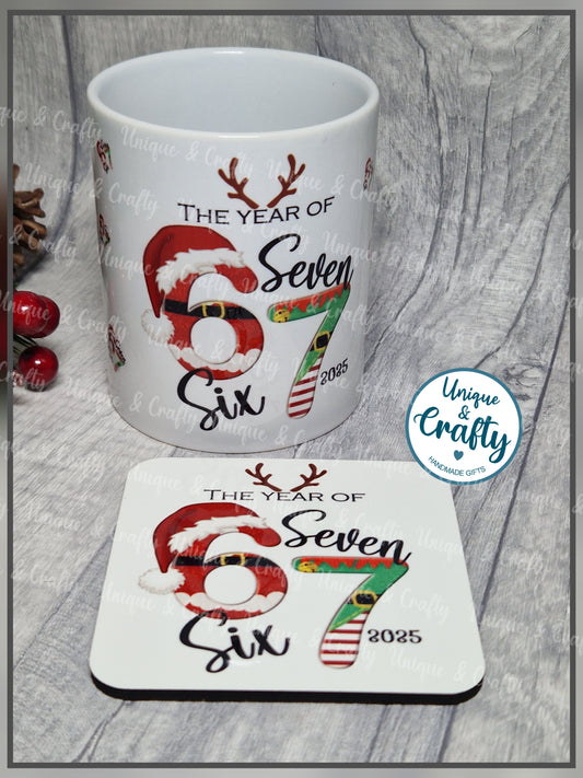 67 trend Kids Phrase Mug and Coaster.. The year of Six Seven