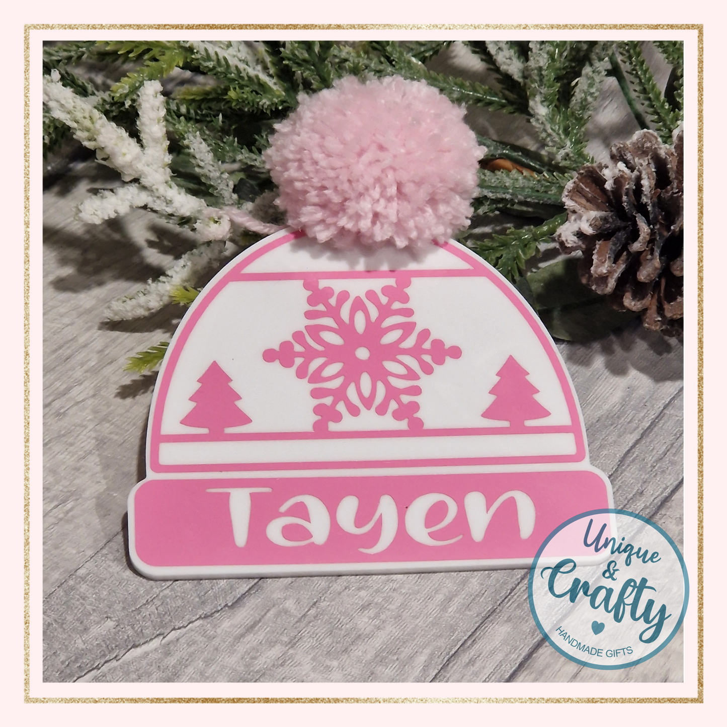 Christmas Bobble Beanie Hat plaque