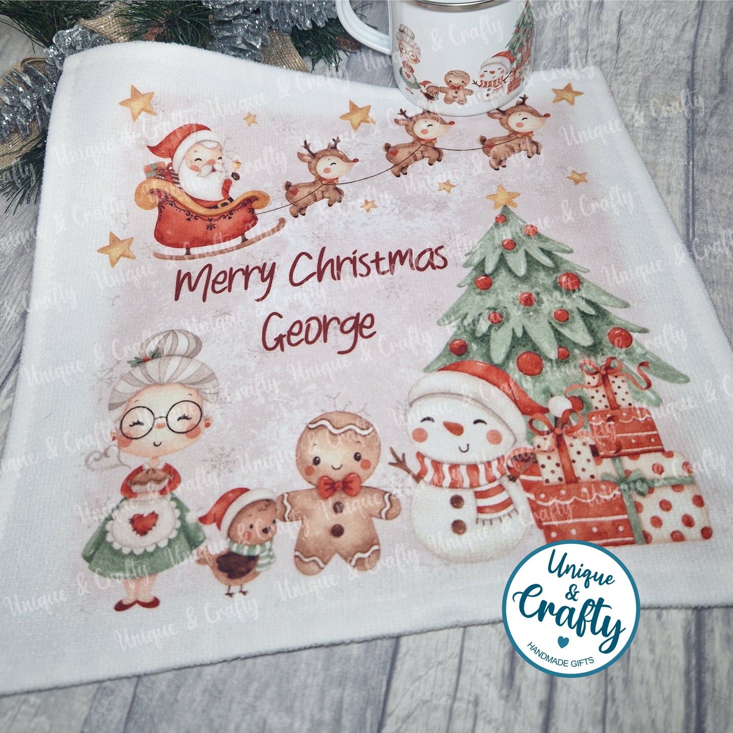 Personalised Christmas Face Cloth - Flannel..