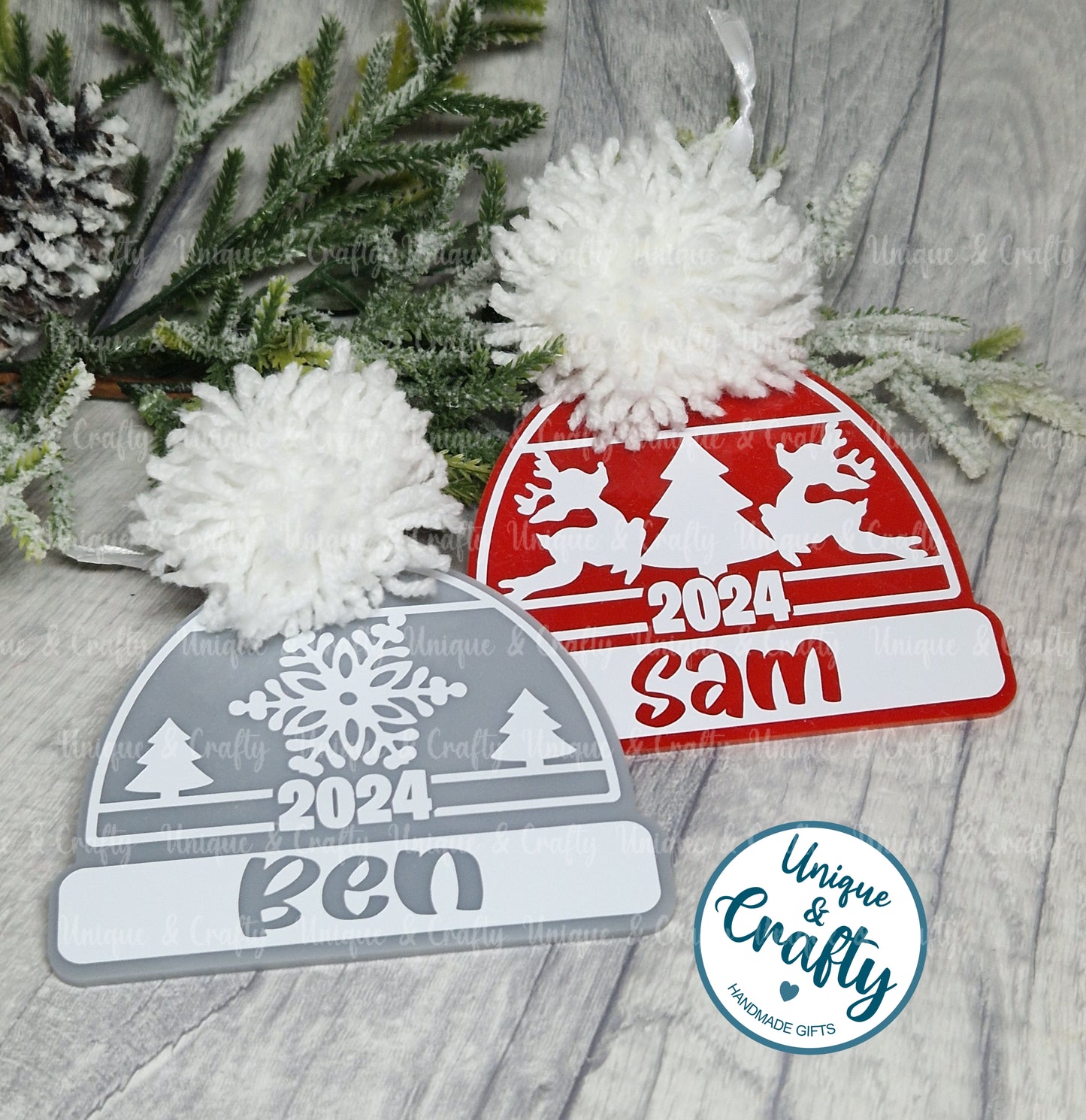 Christmas Bobble Beanie Hat plaque