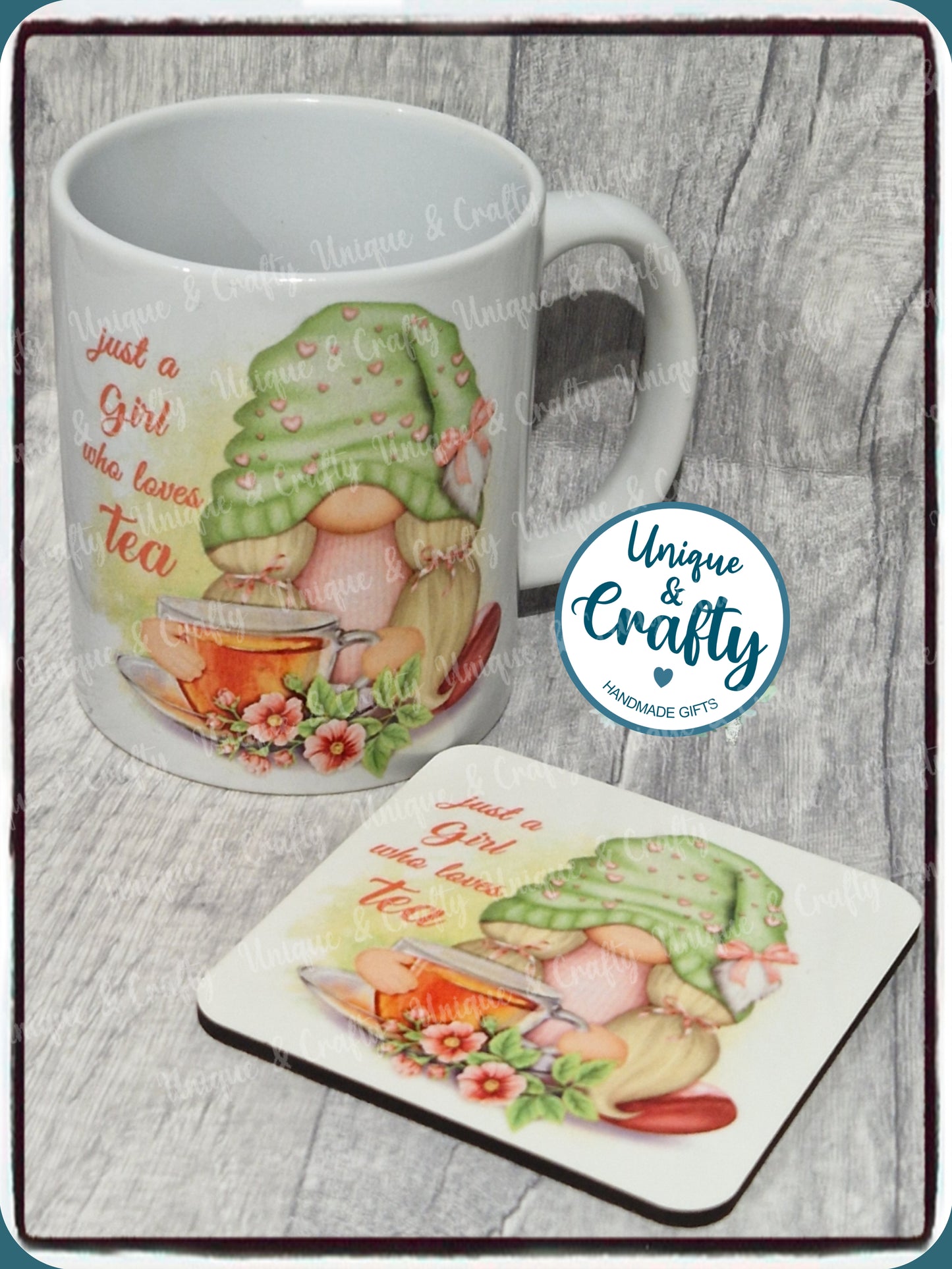 Mug and Coaster..Just a girl who loves tea