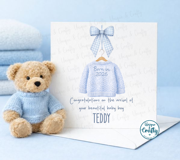 New Baby Card. Congratulations. New parents Grandparents.