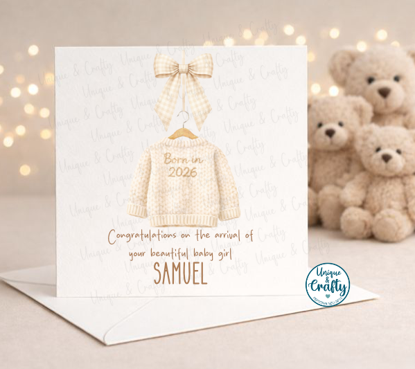 New Baby Card. Congratulations. New parents Grandparents.
