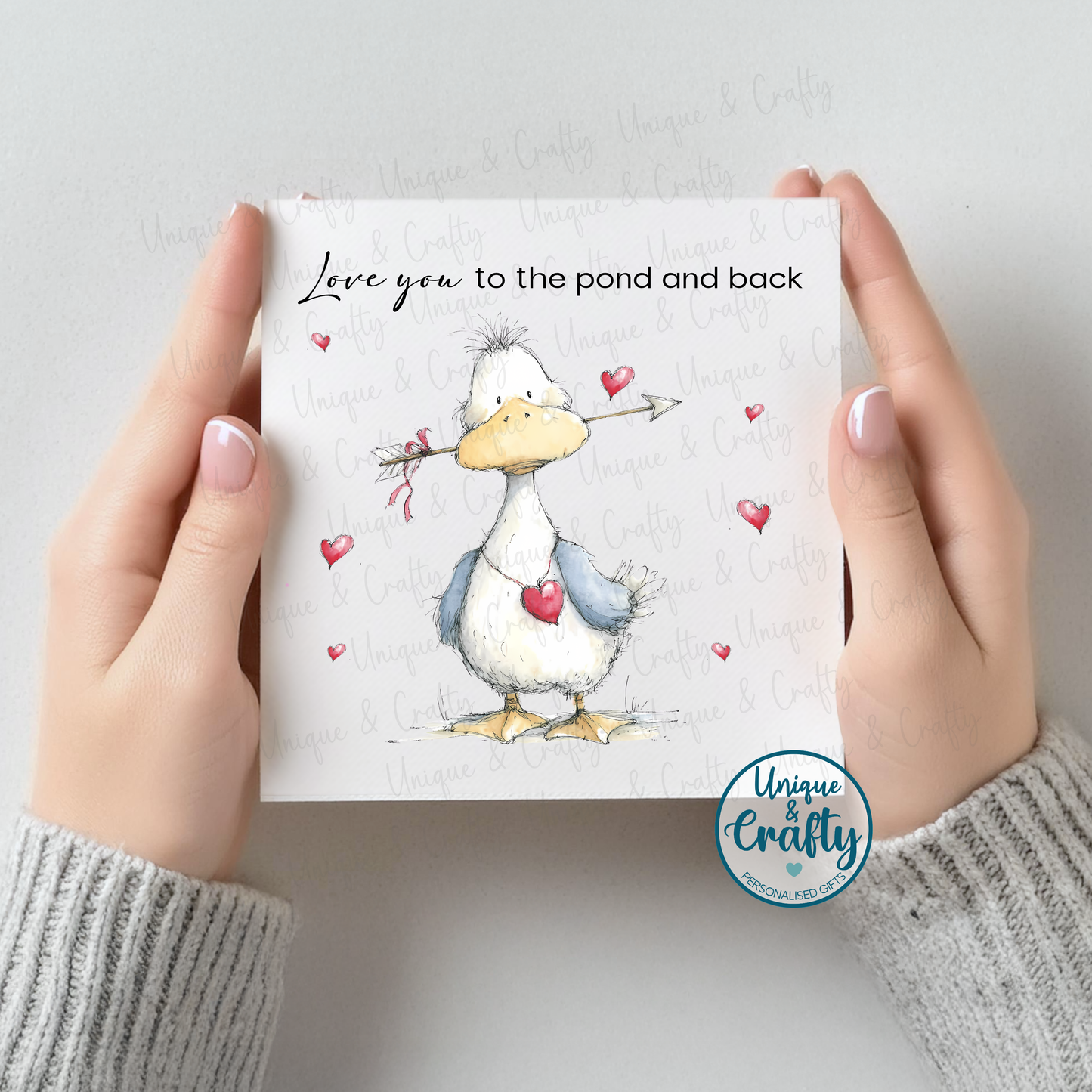 “Love You To The Pond And Back” Duck Card Cute Love Card Romantic  Anniversary. Valentine Card  6x6 Greeting Card