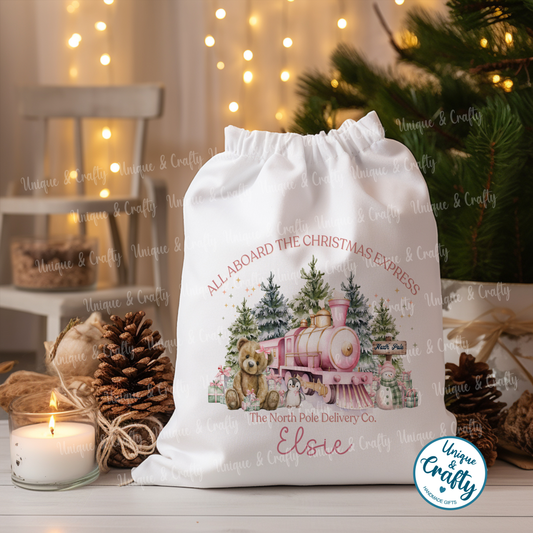Christmas Drawstring bag Sack .. Christmas Eve idea, stocking alternative