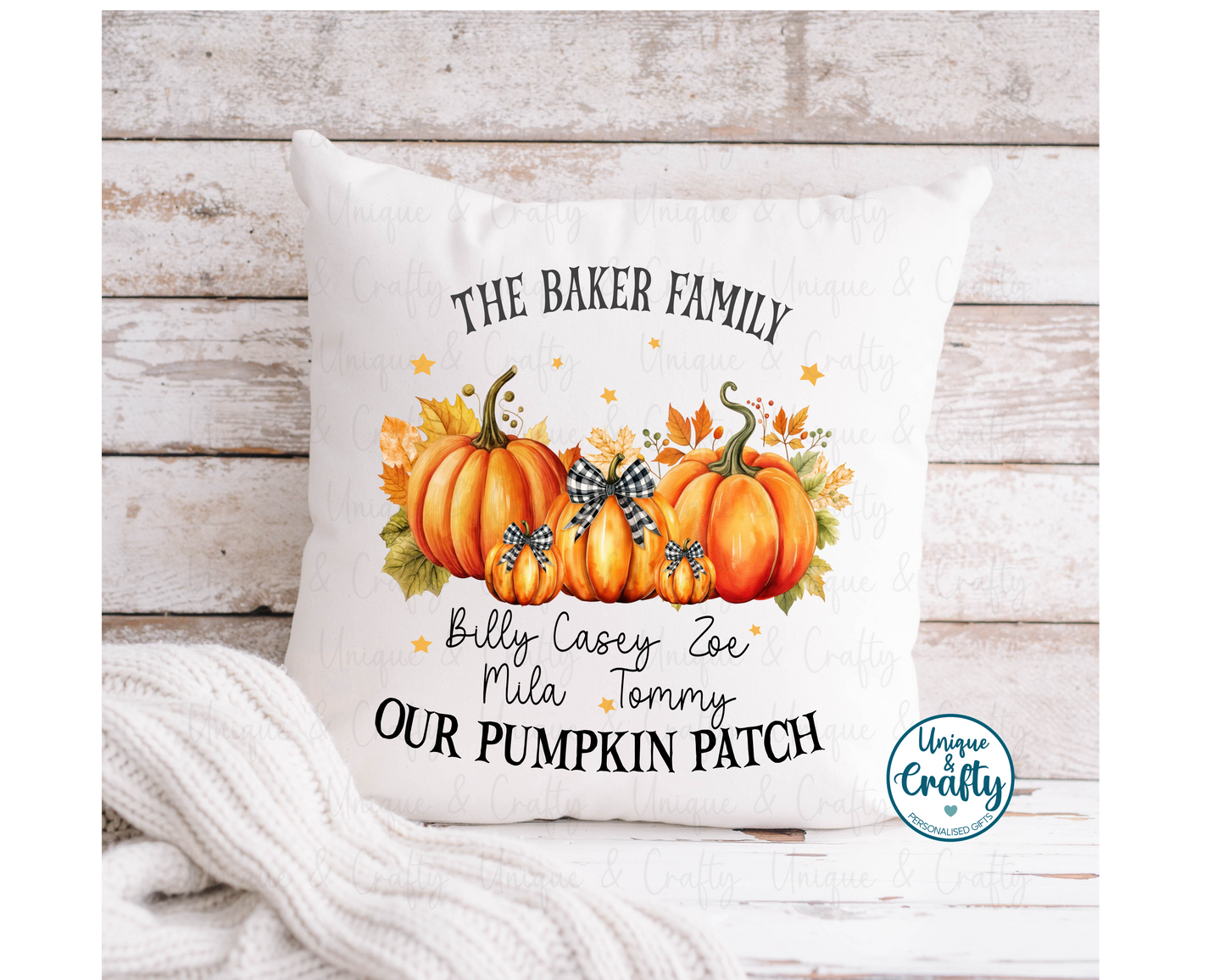 Our Pumpkin Patch Family Cushion