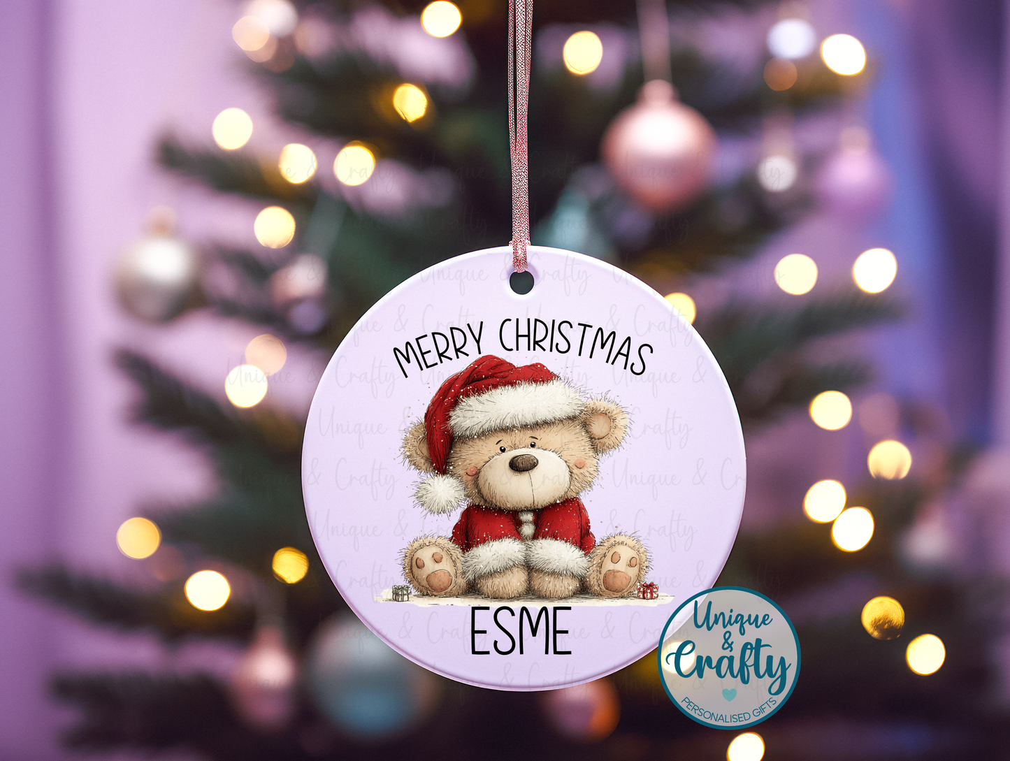 Bear Christmas Bauble Personalised Christmas gift.