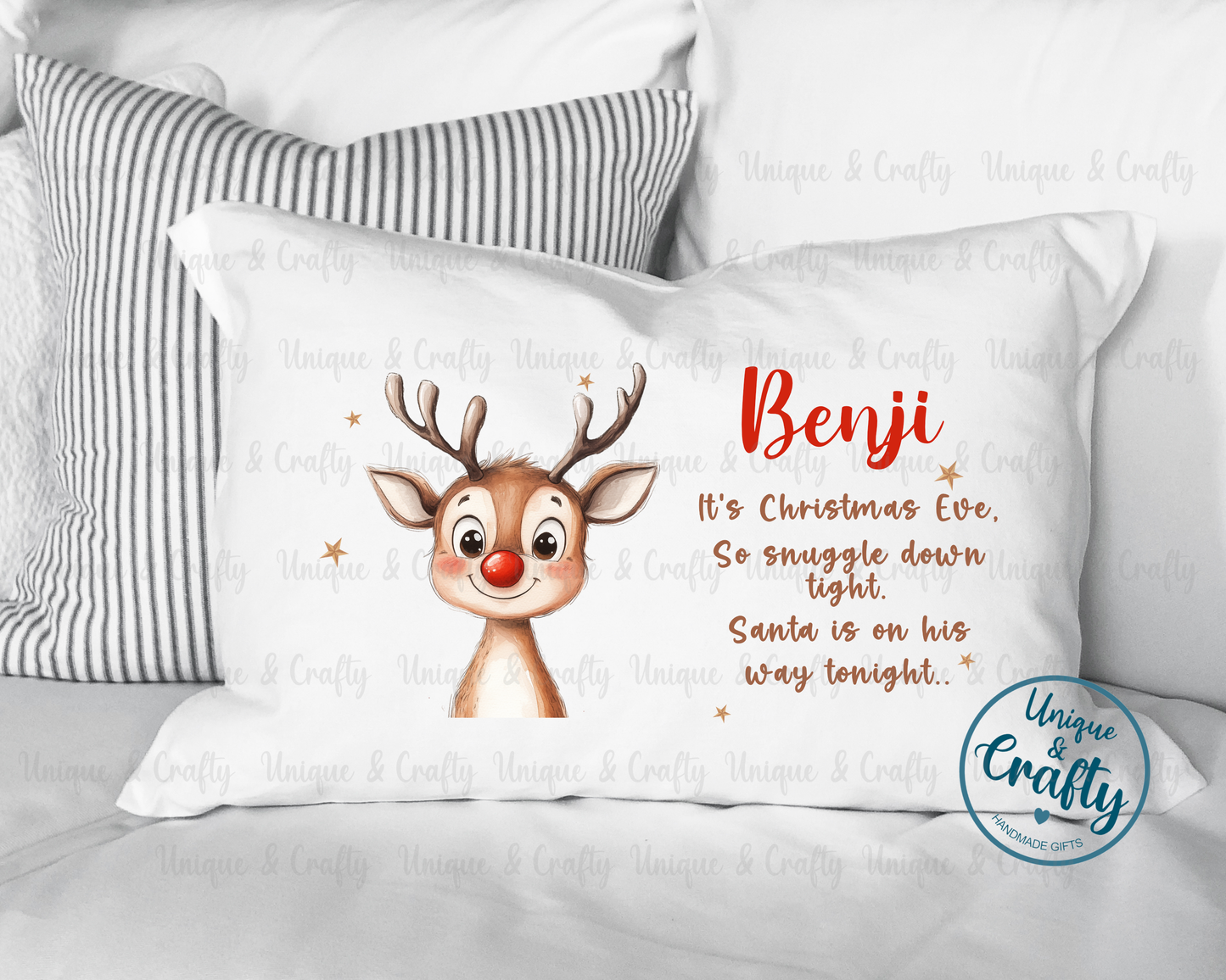Reindeer Christmas Eve Pillowcase, Pillow, cushion.