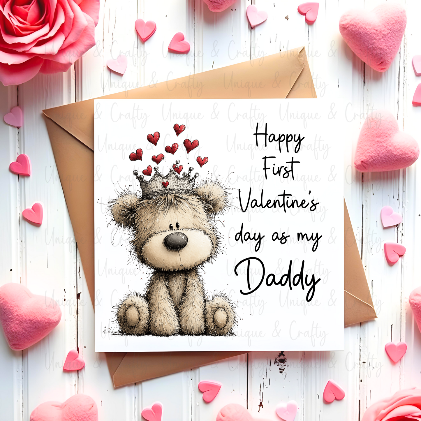 First Valentine's Day Card..Mummy, Daddy 6x6in cards.
