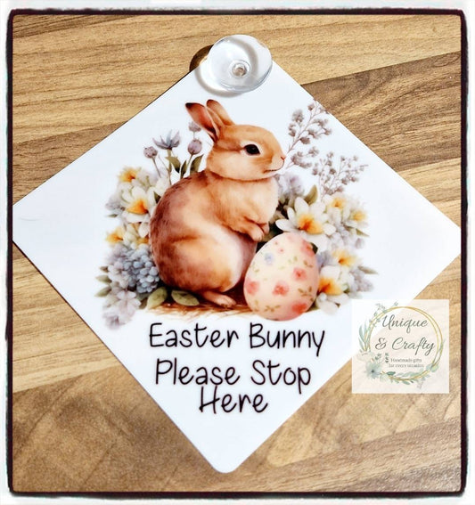 Personalised Please stop here Easter Bunny window decal sign
