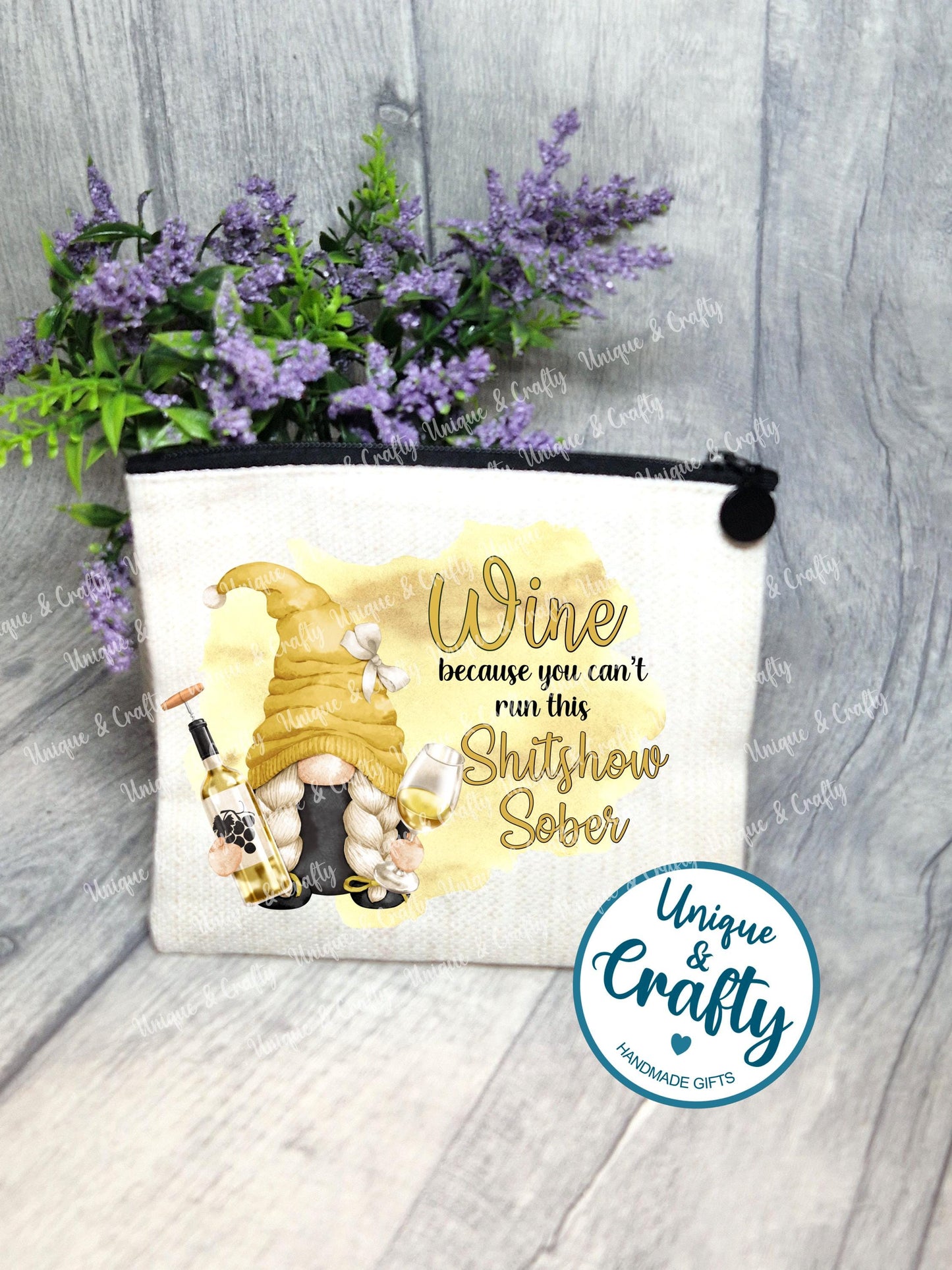 Adult humour pouch, zip purse.. Wine, Personalised gift.