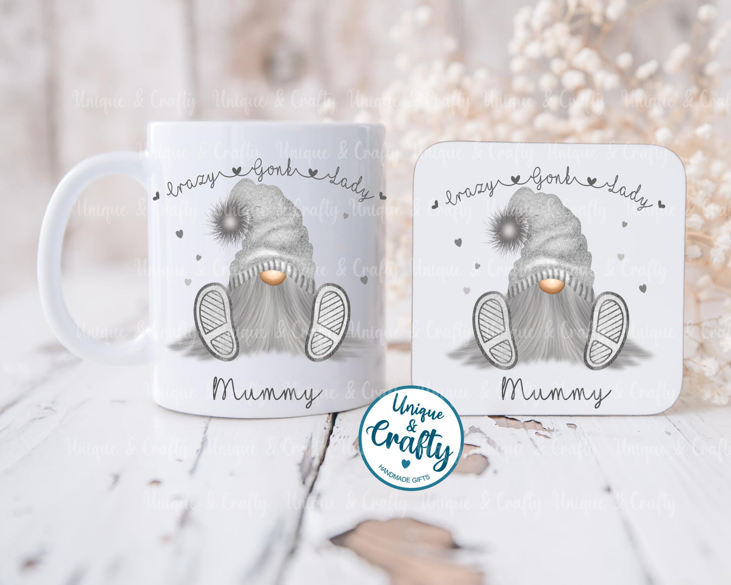 Crazy Gonk Mug and Coaster.. personalised