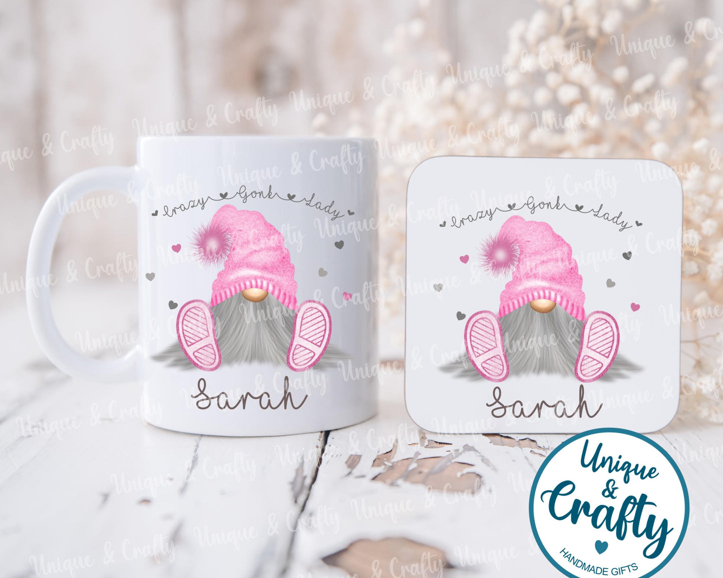 Crazy Gonk Mug and Coaster.. personalised