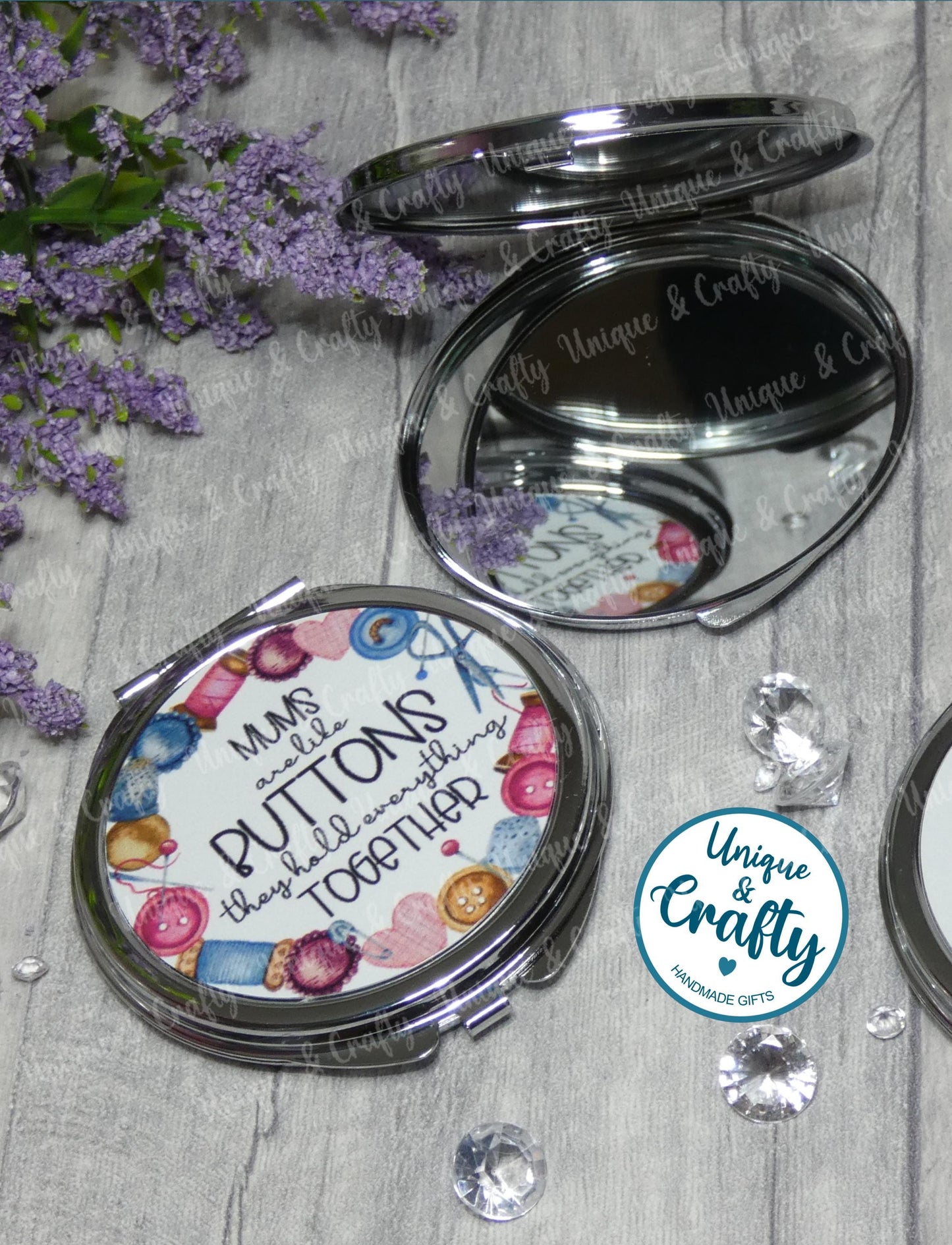 Mum are like buttons Compact Mirror.. Nan, Nanny, sister.. Mothers day, valentines, birthday..