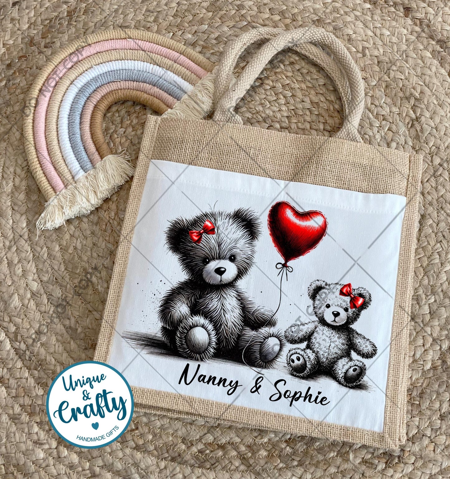 Mummy & Me Jute Small.. Mothers day, lunch bag, shopping
