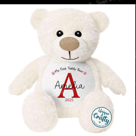 My First Teddy.. Personalised Teddy bear.. new baby, christening..