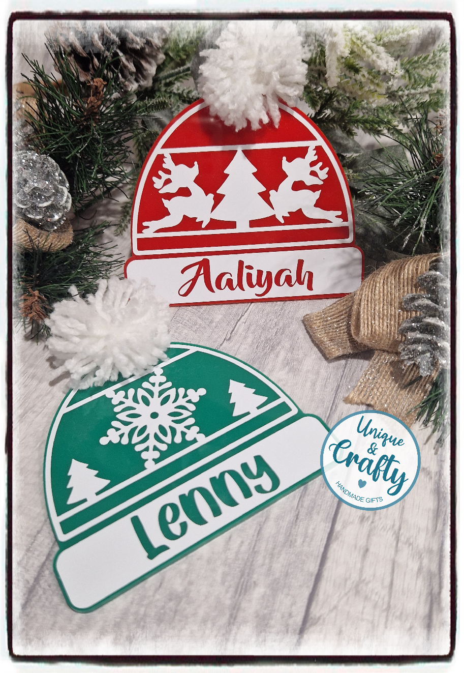 Christmas Bobble Beanie Hat plaque