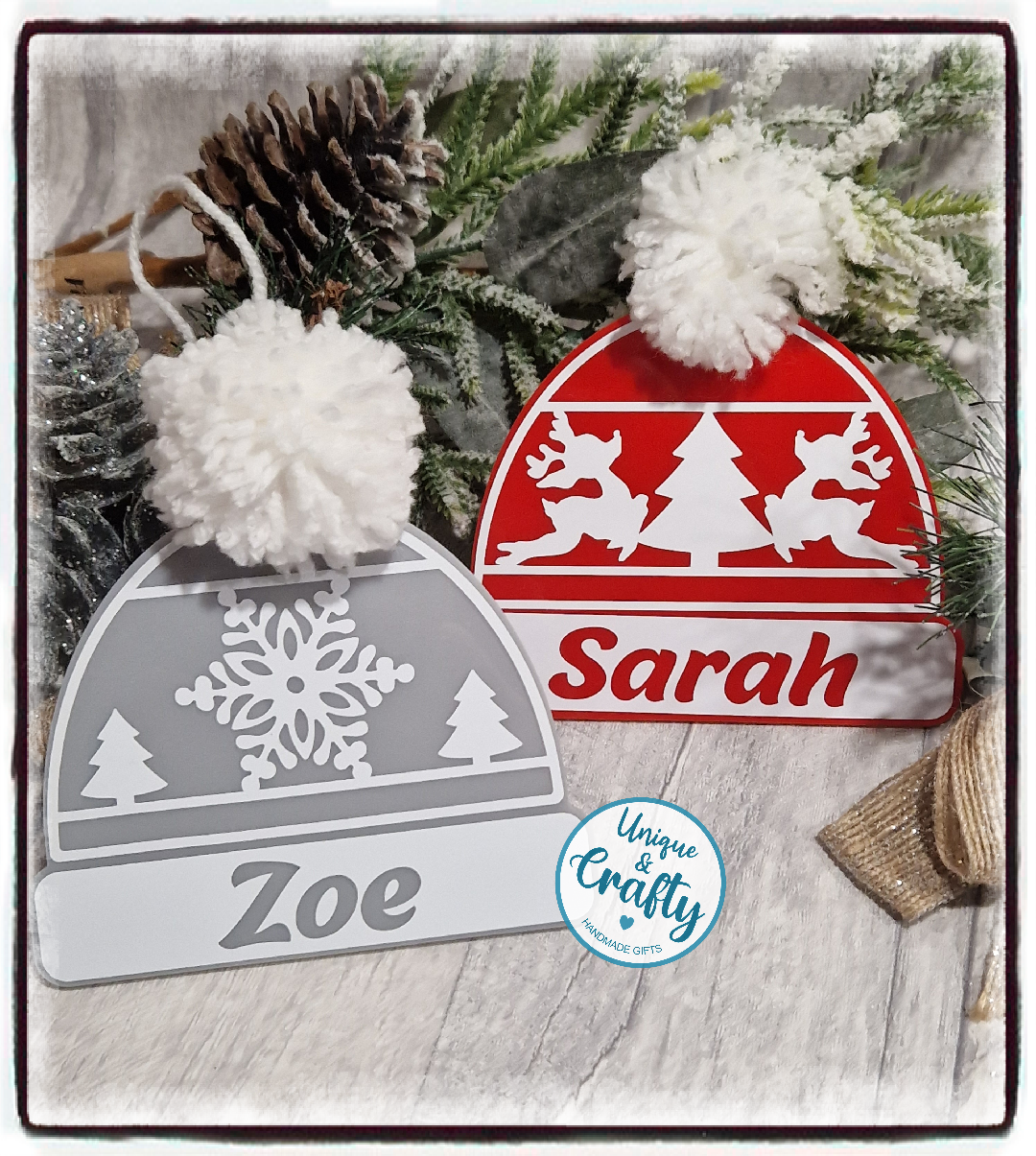 Christmas Bobble Beanie Hat plaque