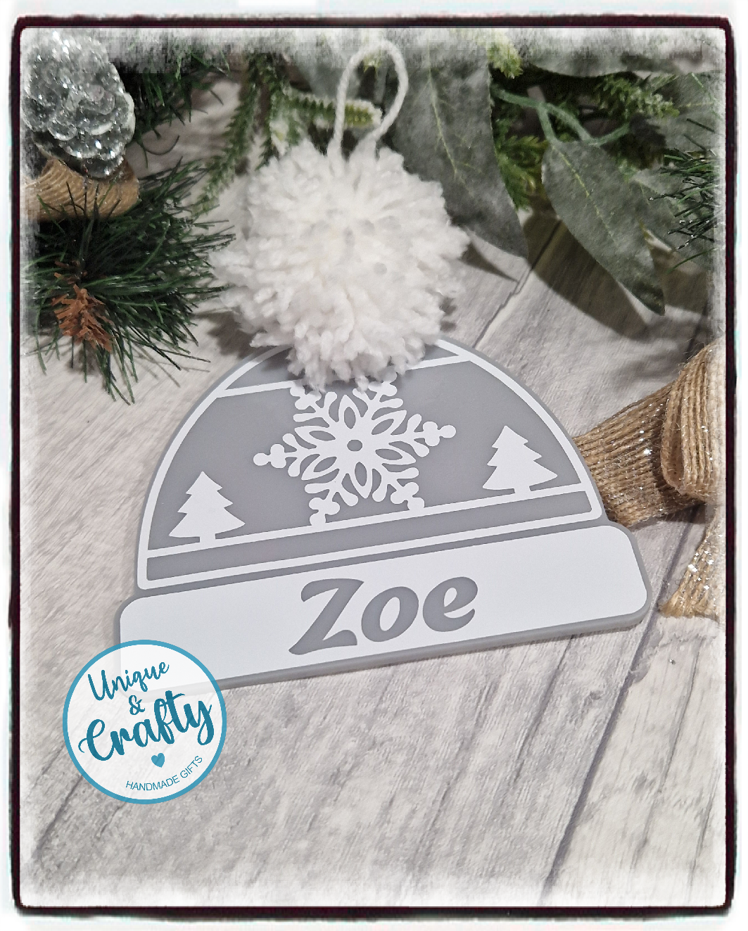 Christmas Bobble Beanie Hat plaque