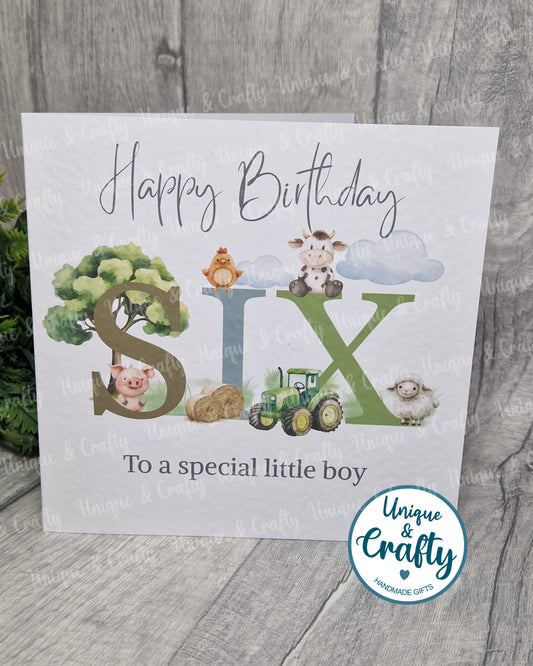 Farmyard themed Birthday Card. 6x6in