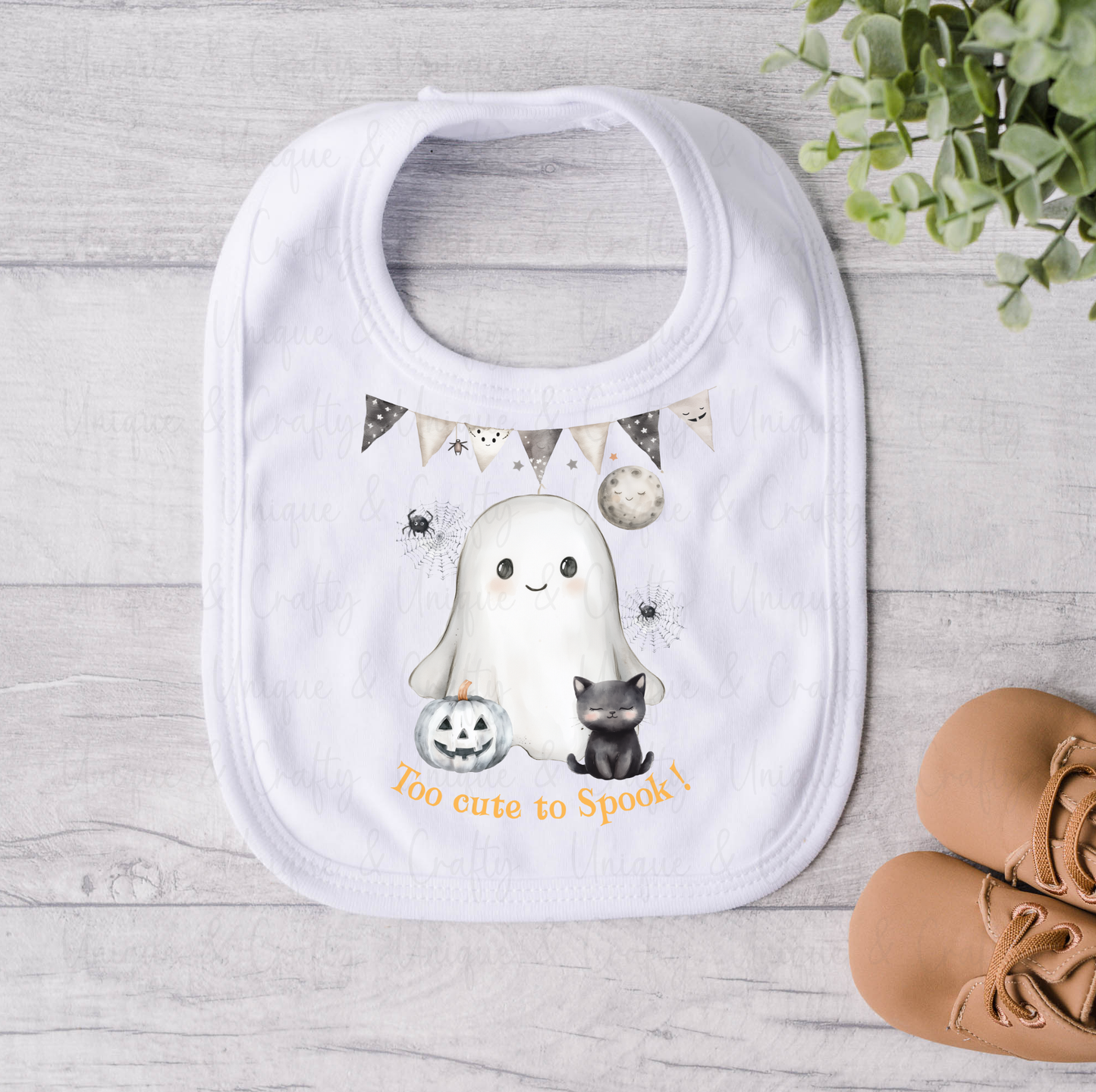 Personalised  Halloween Baby Bib, Vest & Sleepsuit Too Cute