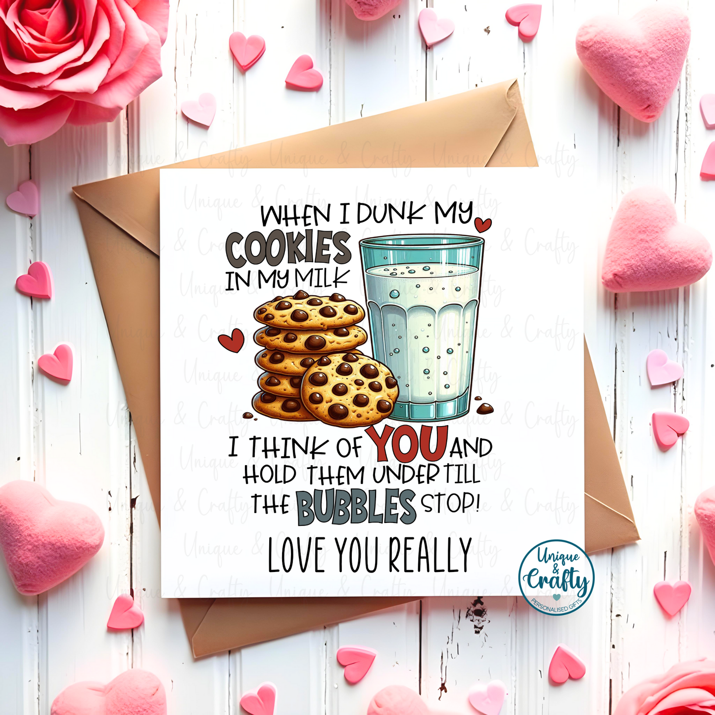 When I dunk my cookies.. Valentine's Day Card. Funny Humour 6x6in cards.