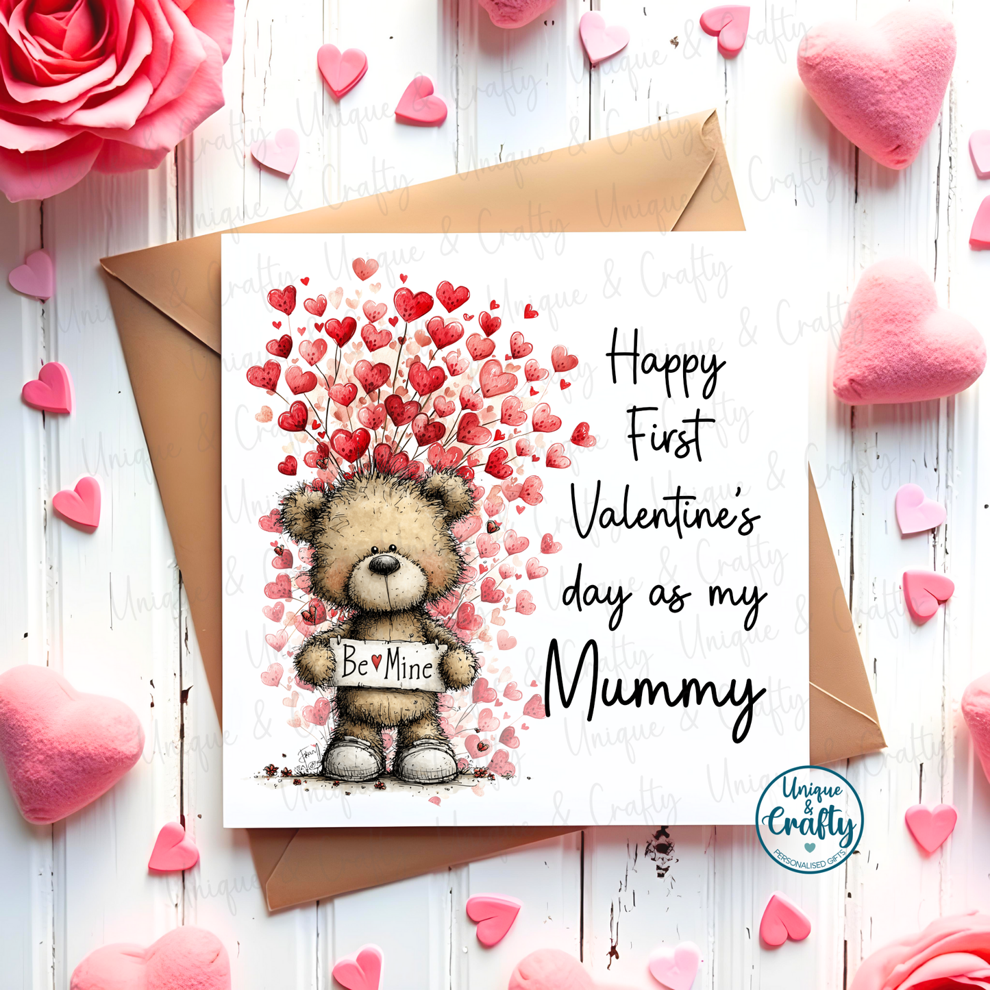 First Valentine's Day Card..Mummy, Daddy 6x6in cards.