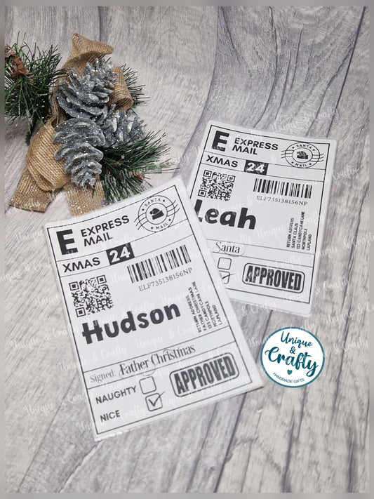 Christmas Present Personalised Delivery Labels with Santa tracker
