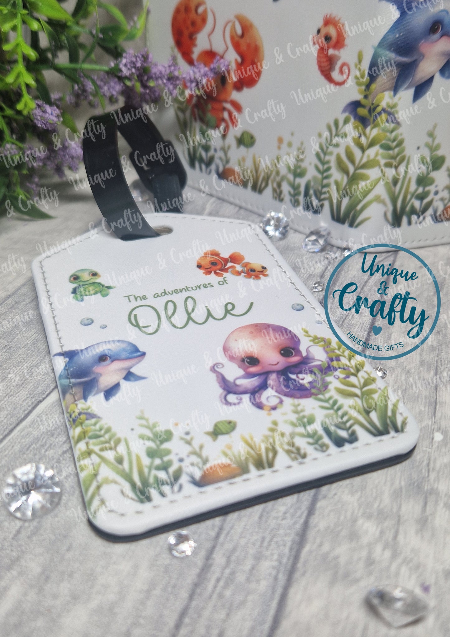 Under the sea themed Passport Cover and Luggage Tag. First holiday.