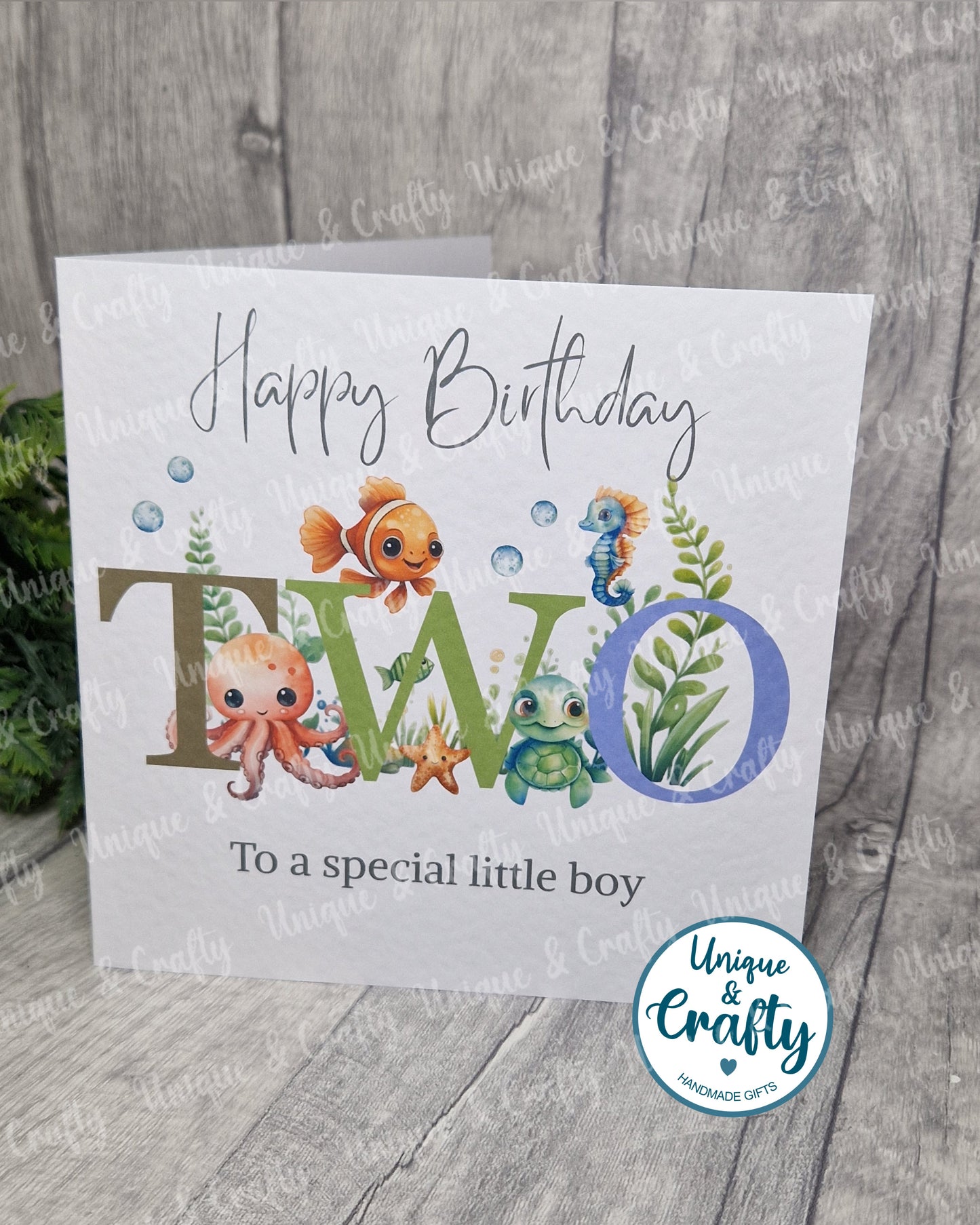 Under the Sea birthday card. 6x6in ocean theme